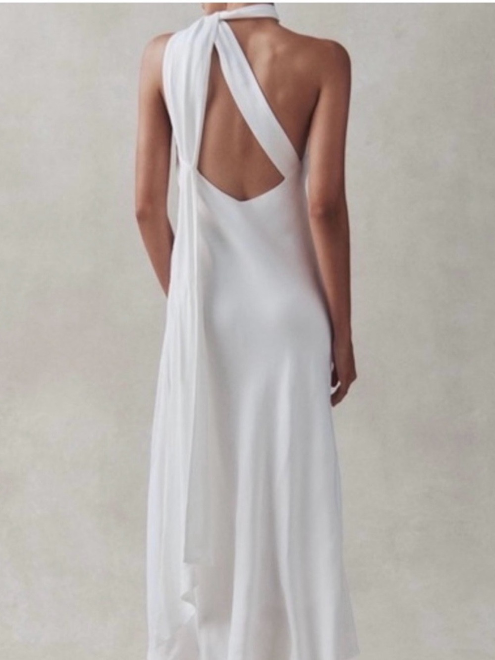 White Halter Back-Cut Maxi Dress